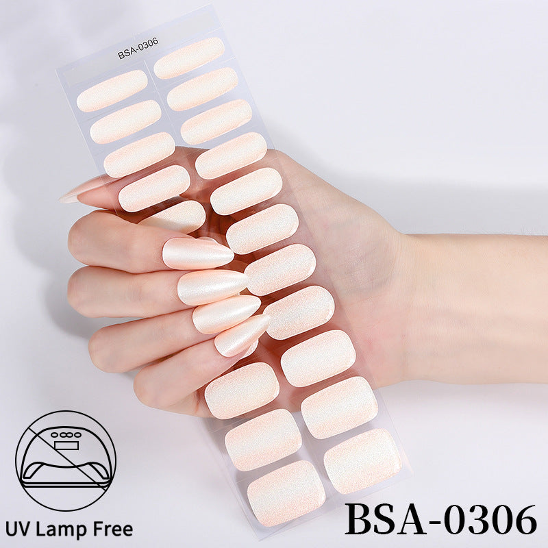 fashion gel nail stickers no bake flash onion powder nail art stickers uv-free gel nail wraps