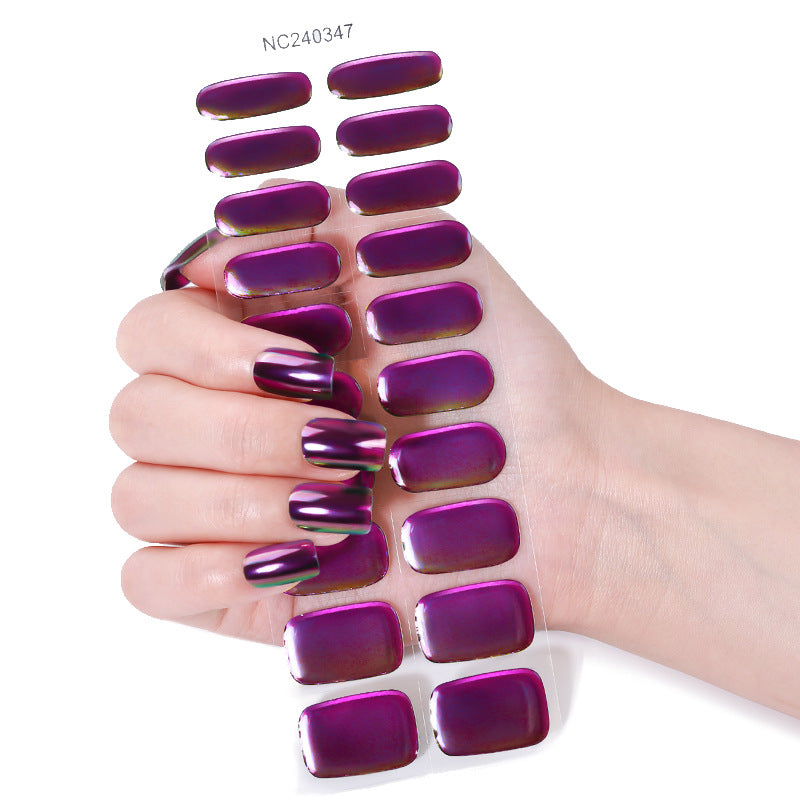 gel manicure stickers waterproof aurora color-changing mirror nail stickers foreign trade customized uv semi-cured manicure stickers