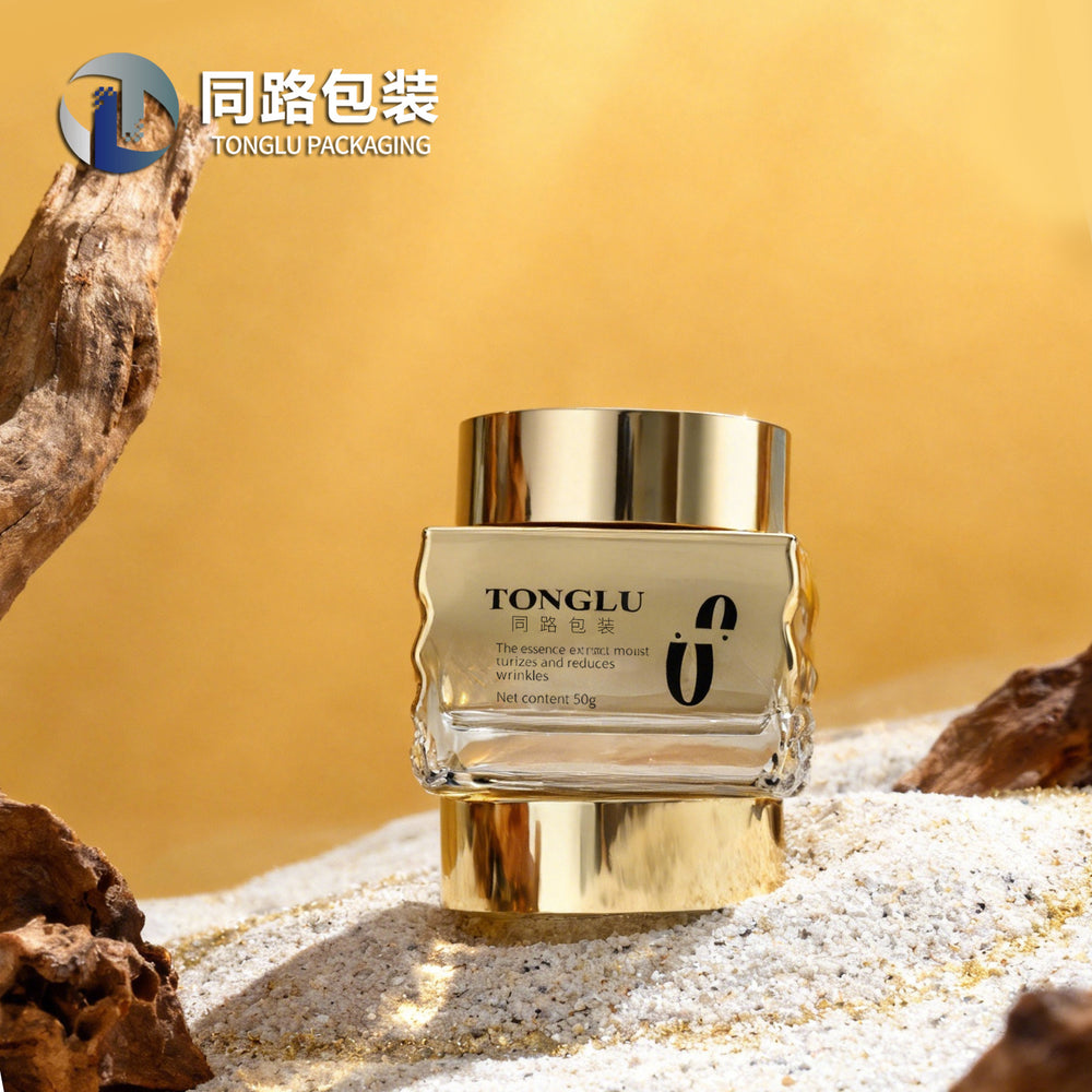 Factory custom gold ripple mask bottle 50g square gilt cream jar dispensing bottle - direct from the manufacturer
