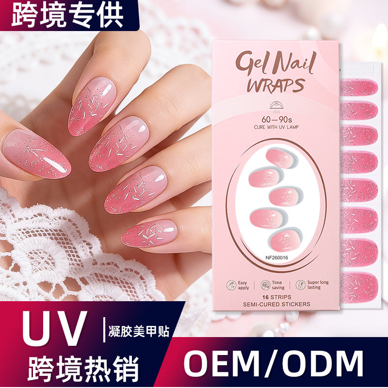 Zhengxiang fashion gel manicure stickers waterproof semi-cured gel nail stickers smudged ice uv gel nail