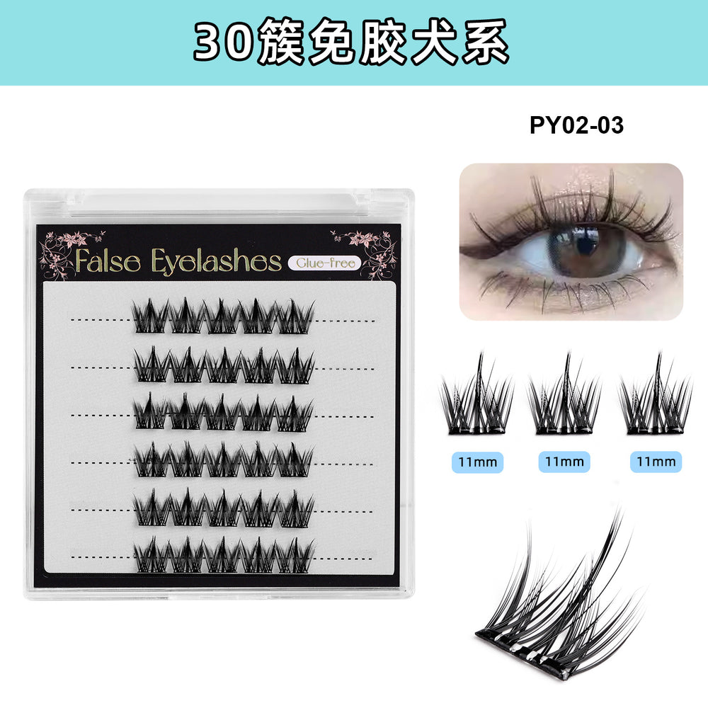 exclusive supply of glue-free false eyelashes 10 rows large capacity english version single cluster mother's sunflower false eyelashes factory