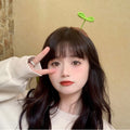 Wholesale mini grass bean sprout green leaf hair clips - knitted yarn 3d cute creative bangs funny hair clips bb clips for women