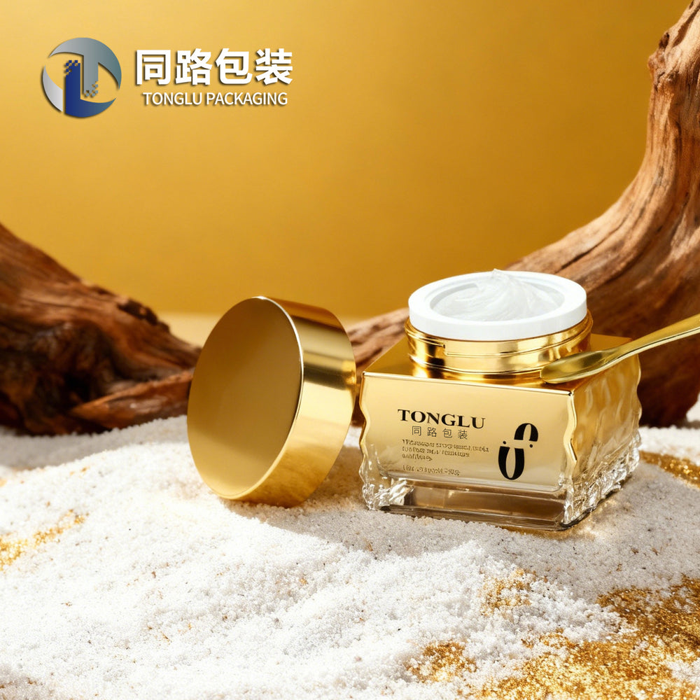 Factory custom gold ripple mask bottle 50g square gilt cream jar dispensing bottle - direct from the manufacturer