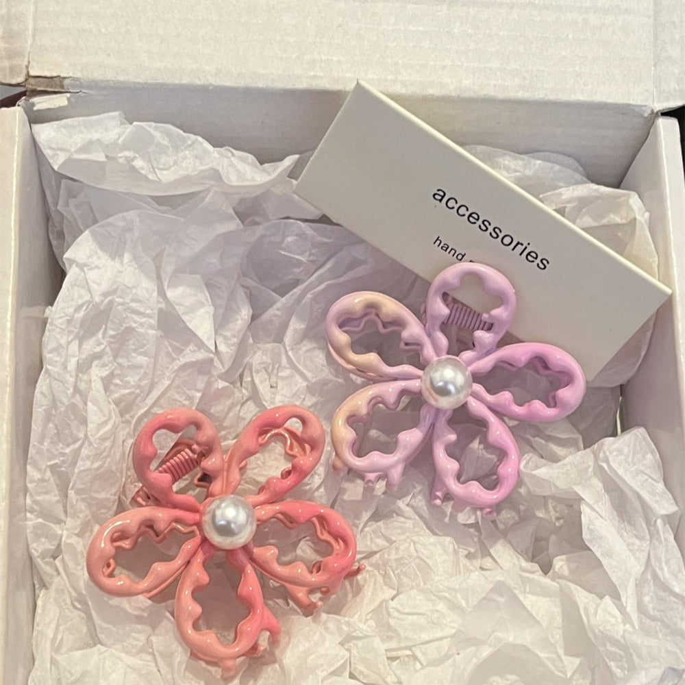 Gradient color dopamine flower small hair clip for women y2k high-end elegant hair clip 2024 new year shark clip