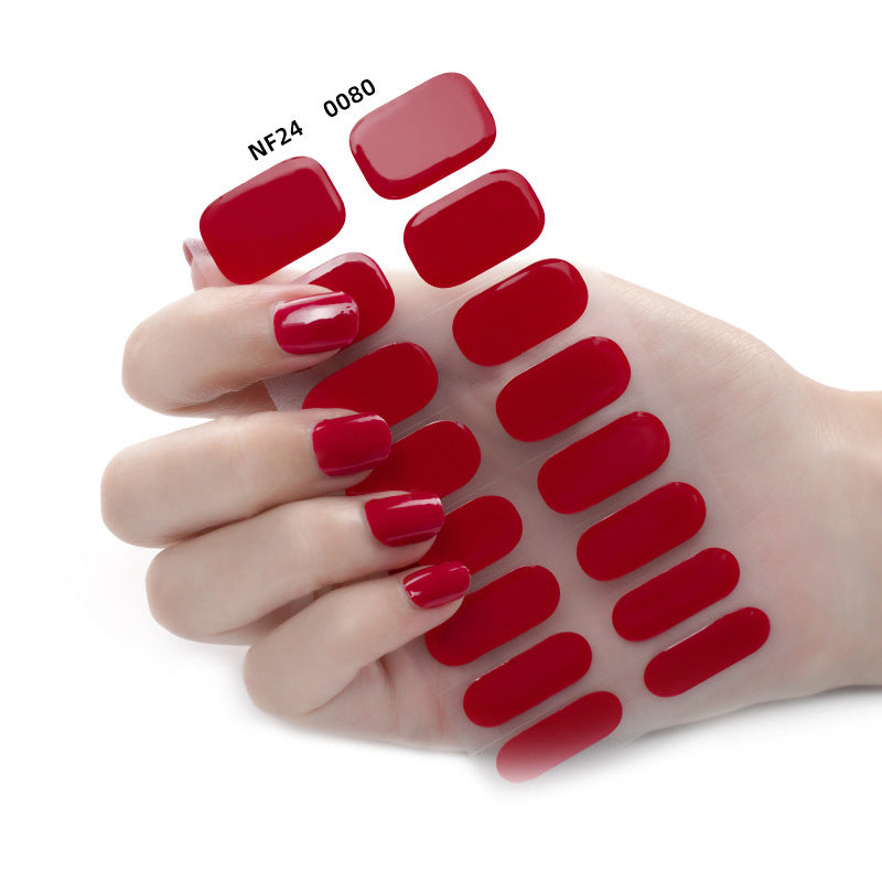 Gel manicure stickers 16 stickers semi-cured phototherapy stickers full stickers semi-baked nail stickers ready-made 5d jewelry ice transparent finished product