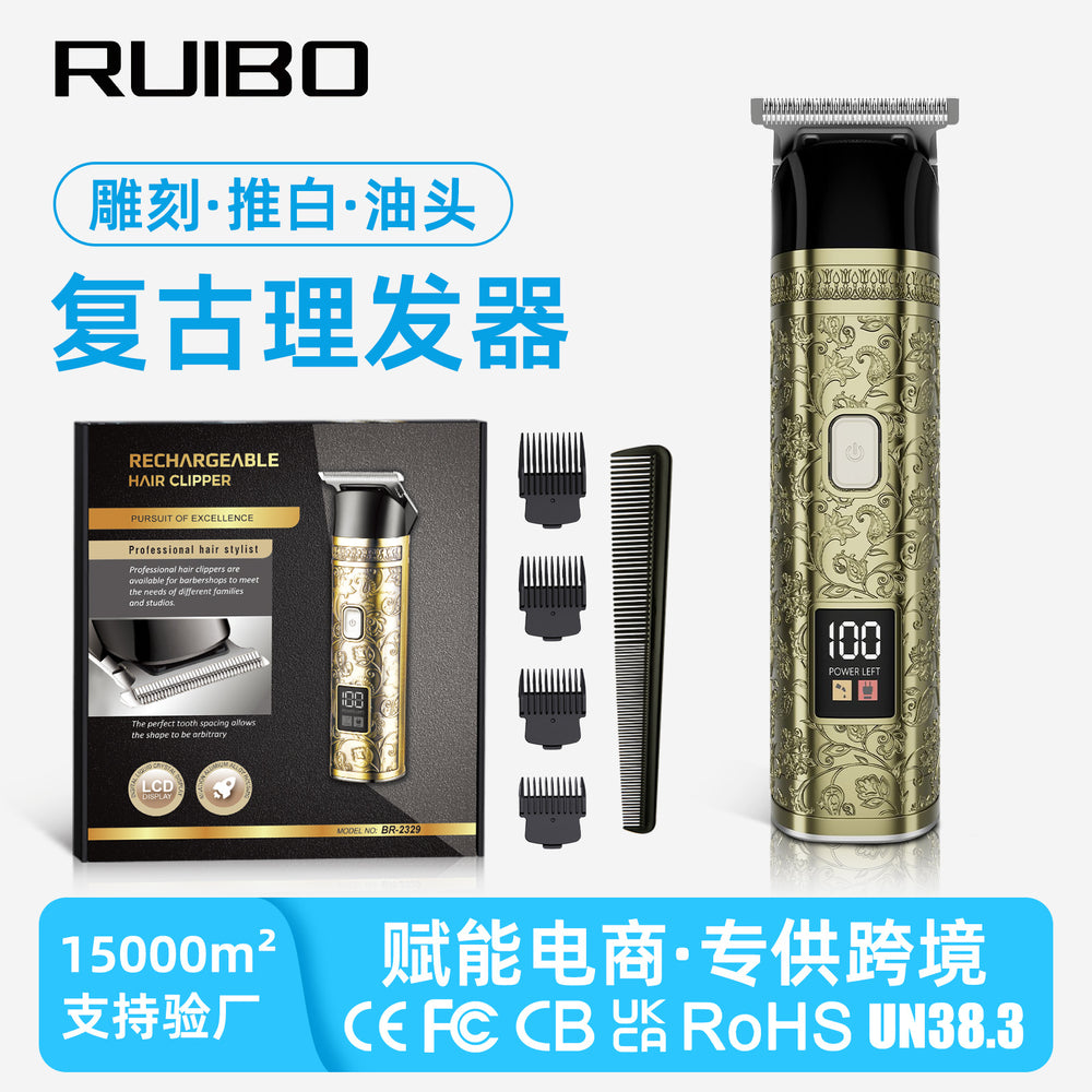 Professional salon electric clipper - cordless hair trimmer, shaver, and styling clipper with led display