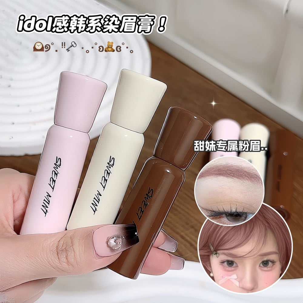 Sweet mint fluffy brow mascara - natural, defined, and root-visible wild brows. long-lasting, waterproof, and sweat-proof. light brown