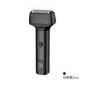Portable reciprocating shaver with triple blades, full body washable electric razor, mini digital display for sideburns and beard trimming