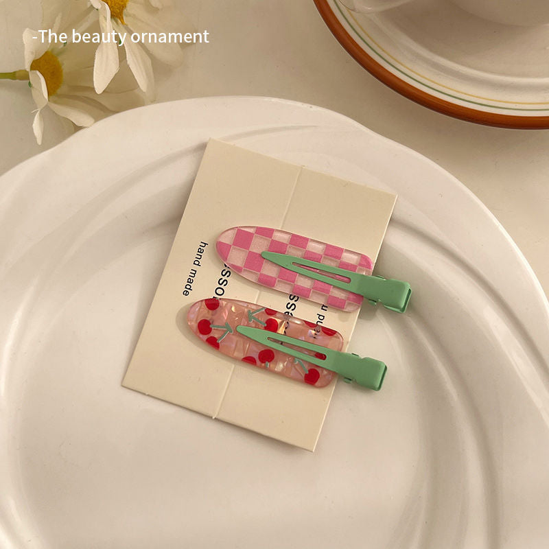 Spring/summer unique fruit series hair clips - cute grape, watermelon, cherry makeup clips, bangs clips, hair accessories for women (pair)