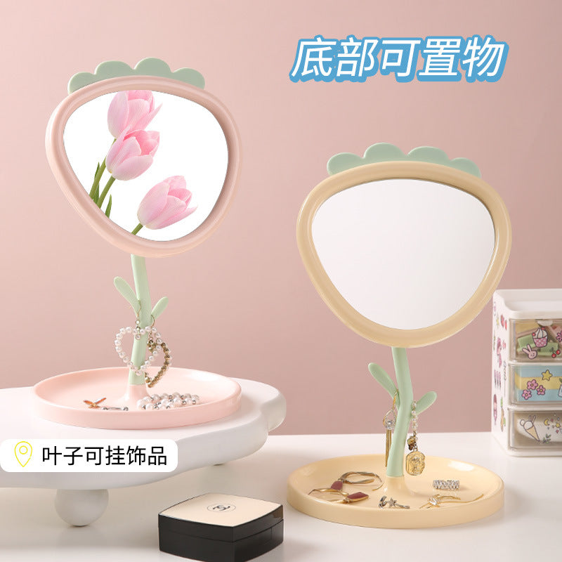 Cosmetic mirror cute desktop portable student dormitory for home beauty mirror storage plastic home mirror