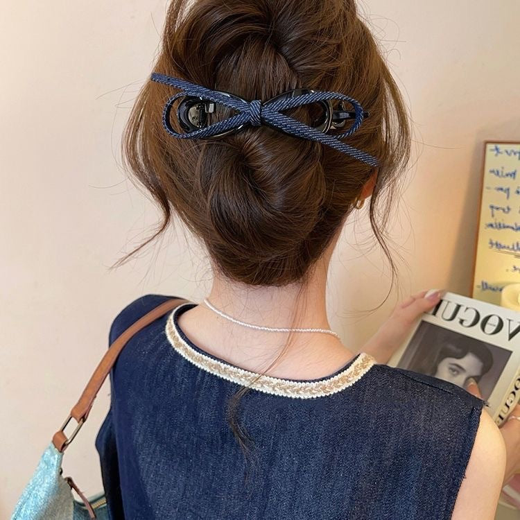 Summernew arrival denim fabric bowscasual hair clip bangs clip elegant shark clip classy hairpin for women