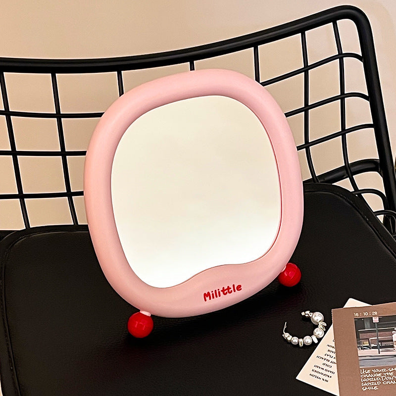 Girly makeup mirror - minimalist desktop mirror for beauty touch-ups, princess mirror, student dorm tabletop freestanding vanity mirror
