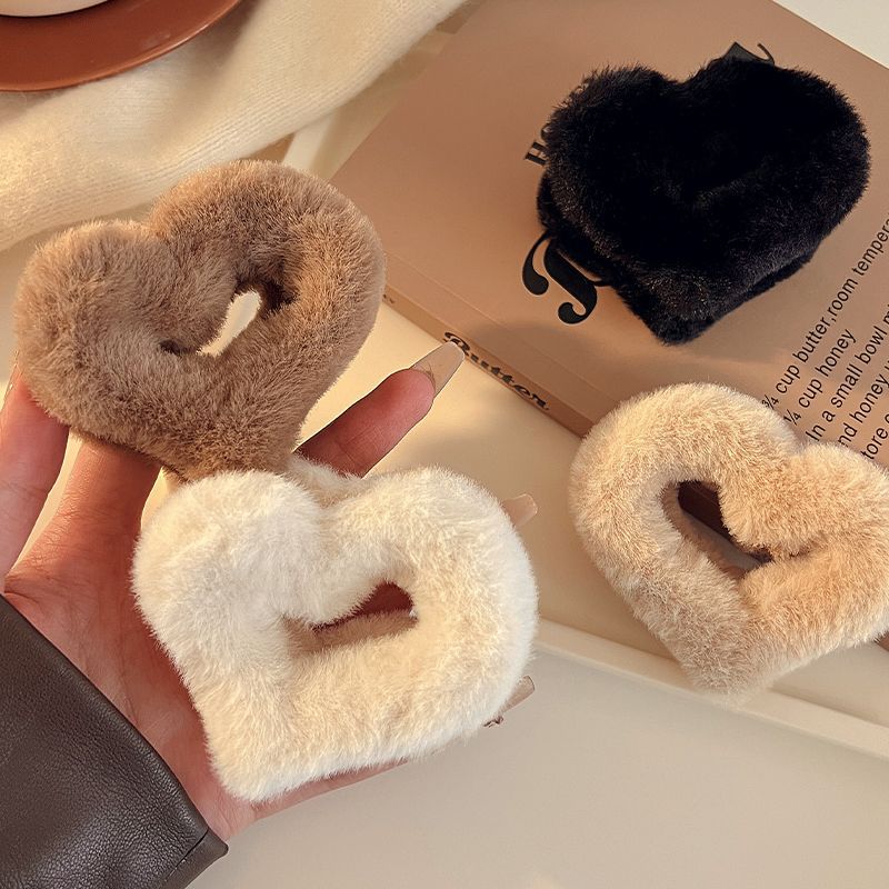 Maillard heart stuffed small gripper female fall and winter half-tied hair clip headwear elegant back of the head shark clip hair gripper
