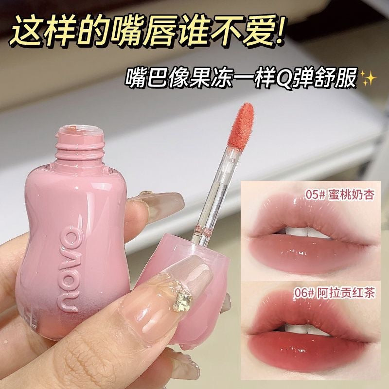 Makeup novo crystal clear diffuse water glossy lip glaze mirror pouty lips not easy to fade white affordable lipstick lip gloss