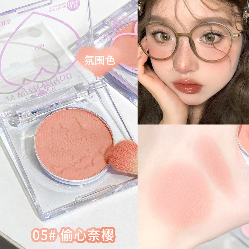 Makeup xixi tea peach heart single color blush expansion and contraction color matte nature to enhance complexion contouring blush palette