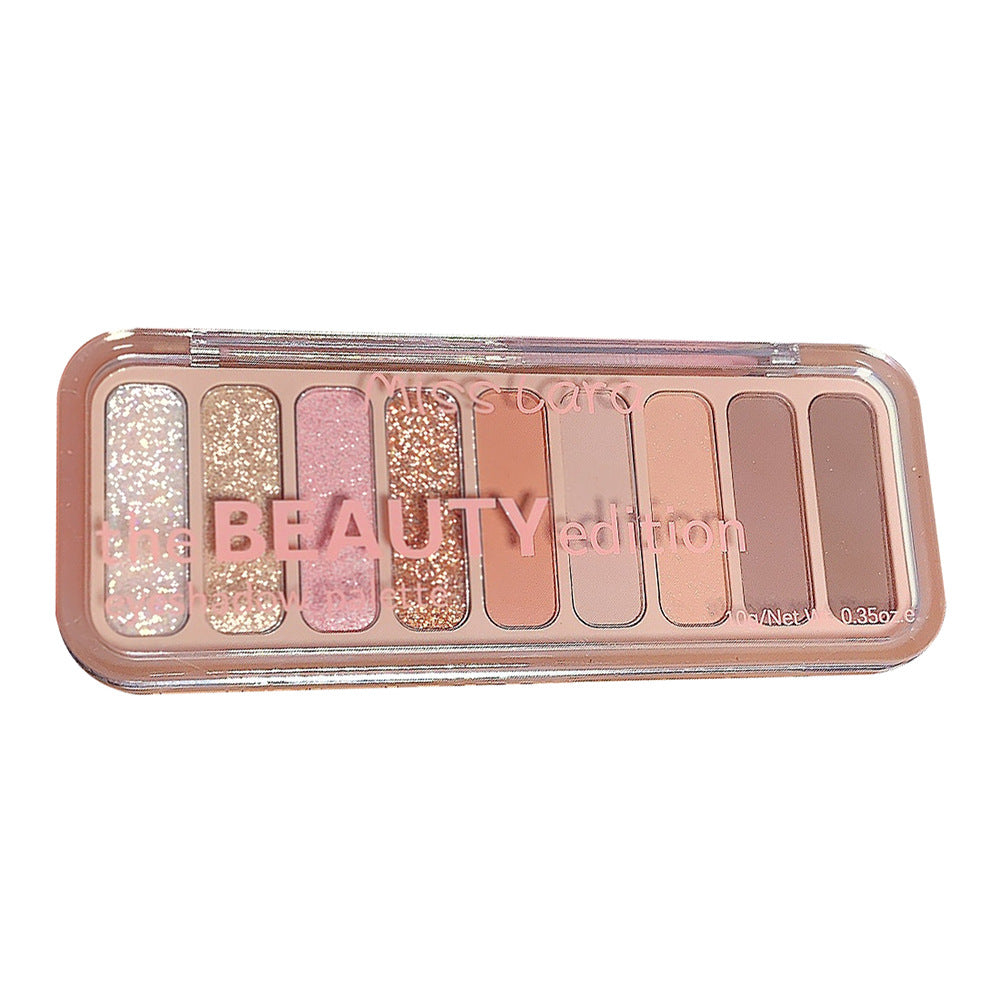 Miss lara nine-color eyeshadow palette - everyday makeup, cement palette, earth tones, blush, highlighter, contour, matte all-in-one palette