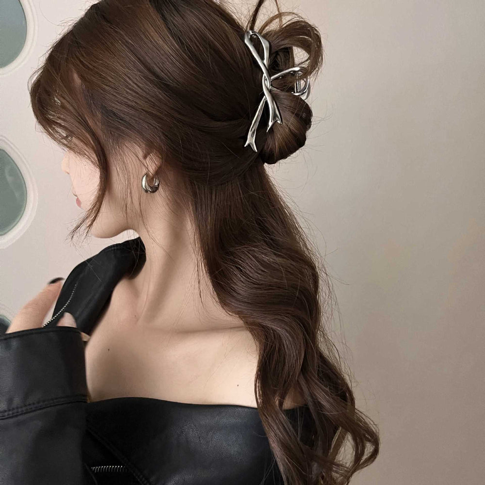 Sense of design ribbon bows hairpin female ins cold style hair volume large size gripper metal shark clip hair accessories