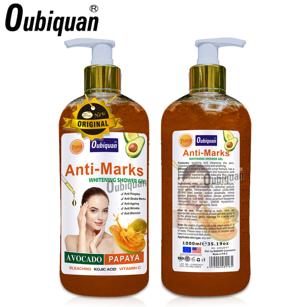 papaya scrub shower gel silky foam avocado gentle cleansing security moisturizing skin care english wholesale