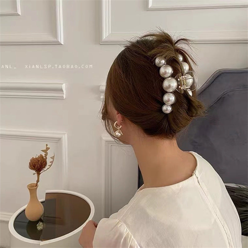 Korean large pearl clip hairpin eleganceelegant female back shark clip hair clip hair clip hair clip