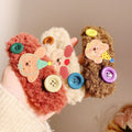 Cute plush button brown bear hair clip - girly heart bangs side clip - cartoon snap hair clip - hair accessories
