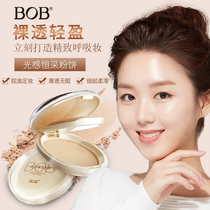 Makeup bob light-sensitive constant color powder for women, oil control, makeup, microdermabrasion, long-lasting concealer, non-stick powder, dry and wet dual-use powder bottom
