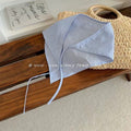 French-style blue plaid bandana, triangle scarf, head wrap for girls, hair tie, women's trendy spring/autumn decorative plaid headband