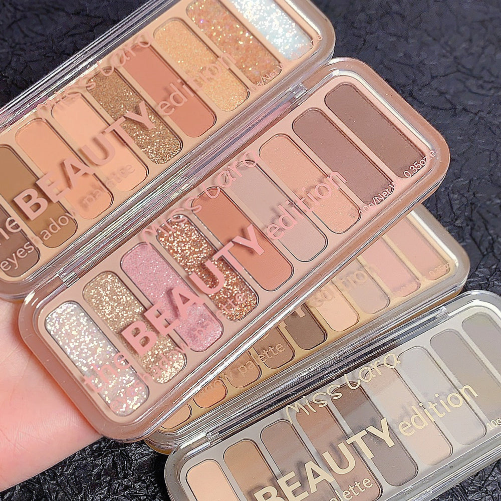 Miss lara nine-color eyeshadow palette - everyday makeup, cement palette, earth tones, blush, highlighter, contour, matte all-in-one palette