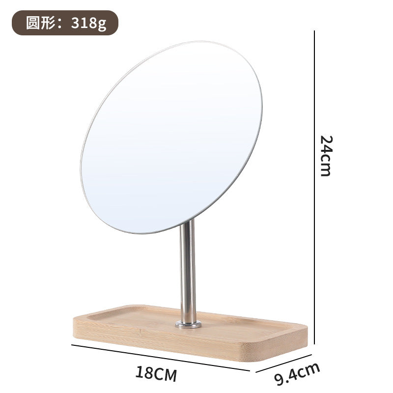 Desktop makeup casual iron desktop bamboo wood storage dormitory dressing table for home frameless vertical home mirror