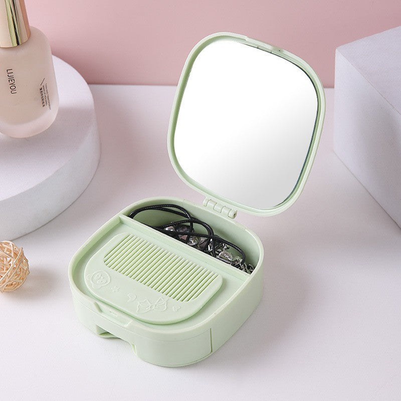 Cosmetic mirror with comb for desktop storage, desktop for home princess all-in-one student portable glass home mirror