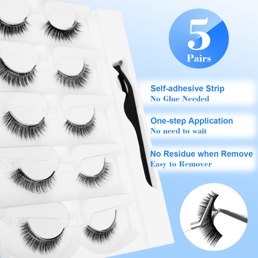 Ready-to-ship, glue-free, self-adhesive false eyelashes from the manufacturer. wholesale multi-pair, one-piece, long and slender black band false eyelashes with adhesive strip for lazy users