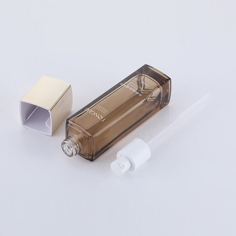 Ready-to-ship cosmetic glass bottle set packaging, including 120ml high-end lotion/essential oil decanters and 50g cream jars