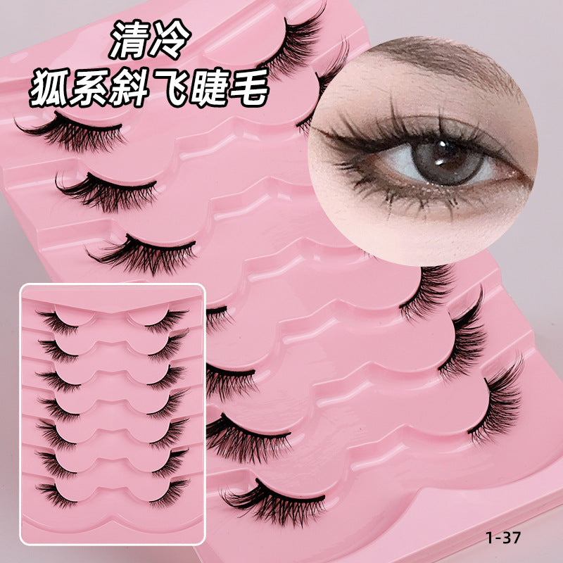 Hard stem false eyelashes glue type one piece cross-border fox half eye eyelashes 3dstereo personalized oem factory