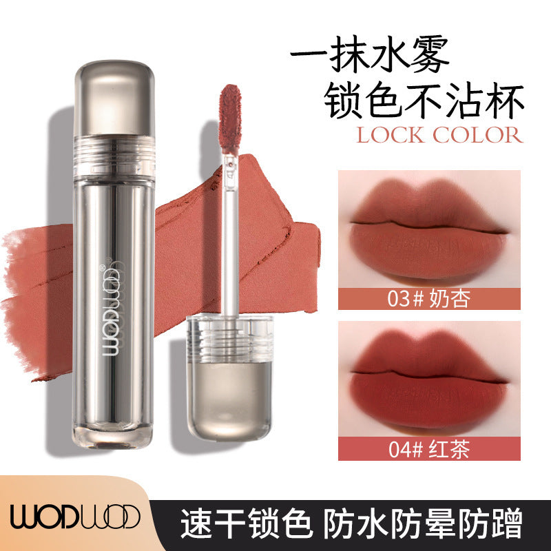 Wodwod silk mist long-lasting color-locking lip glaze - matte, waterproof, smudge-proof, everyday brightening lipstick