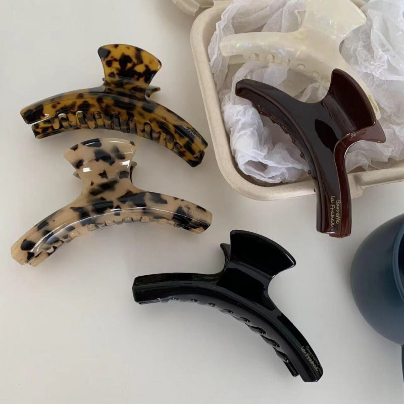 Korean elegant hair clip shark clip acetic acid tortoiseshell leopard print clip large curved simple back of head hair clip wholesale