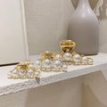 Metal pearl clip headband hair claw simple side clip retro back of head elegant claw clip women's fashion hair clip hairpin