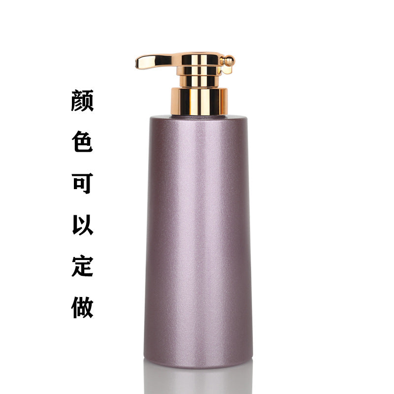 Flat shoulder lotion dispensing bottle, high-end cleaning and care bottle plastic 680ml round bottle, shampoo and shower gel press bottle