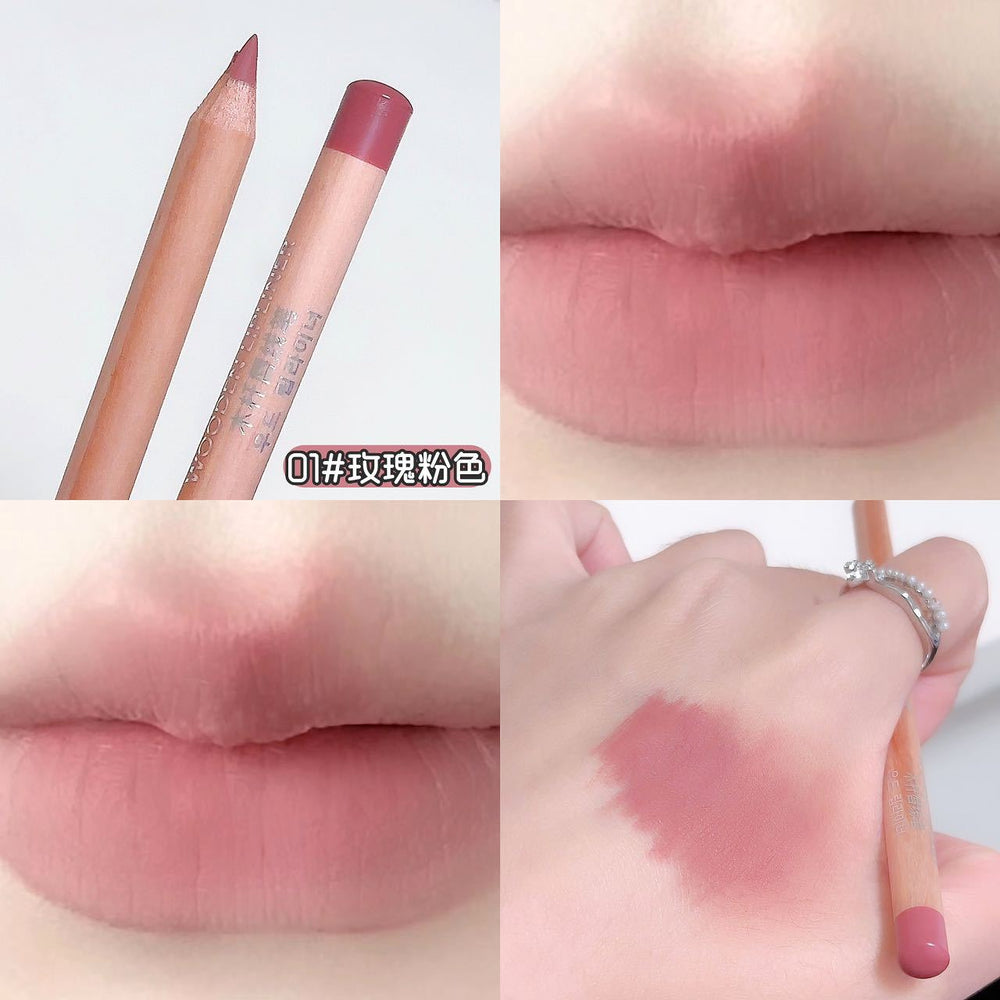 Sweet mint wooden lip liner - matte, waterproof, nude. perfect for defining and shaping your lips for a naturally plump look