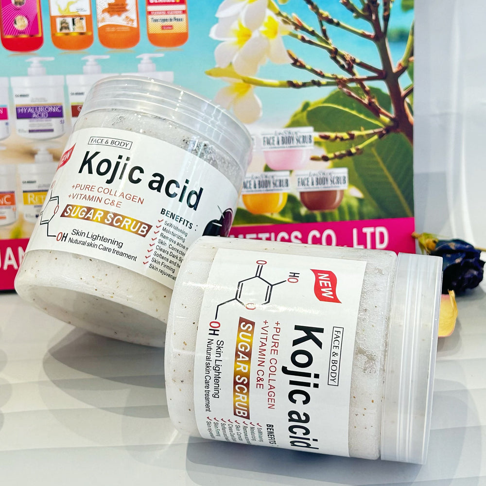 kojic acid scrub 350g - deep cleansing exfoliating bath salt for kojic acid scrub sugar