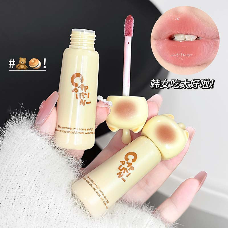 Kapuweini cute cat water gloss lip gloss for women, moisturizing mirror, non-stick cup, pseudo-no makeup whitening lip glaze