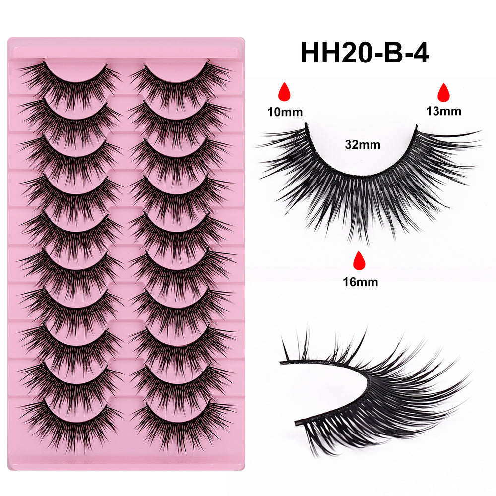 Premium *hard stem false eyelashes - 10 pairs - european & american style - black band - barbie doll/devil eye - dense volume - stage makeup lashes