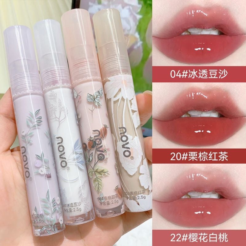 Makeup novo huajian miyu water gloss mirror lip glaze dudu lip moisturizing female student affordable lip gloss lipstick