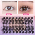 Segmented false eyelashes without glue, flat single cluster black stem, natural slender artificial fox style false eyelashes glue style