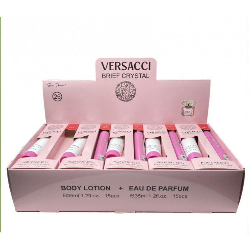 luxury perfume sample 35ml body lotion two-piece set, popular arabian women's perfume gift set