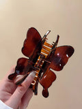 Minimalist korean style plastic hair clip - large butterfly claw clip for women's back of head - versatile shark clip - new 2024 collection