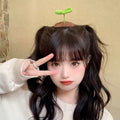 Wholesale mini grass bean sprout green leaf hair clips - knitted yarn 3d cute creative bangs funny hair clips bb clips for women