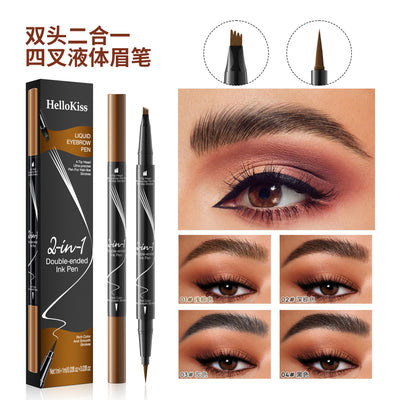 2-in-1 waterproof eyebrow pencil, quick-drying, multi-color, delicate and even, natural color, double-ended eyebrow pencil, no smudge