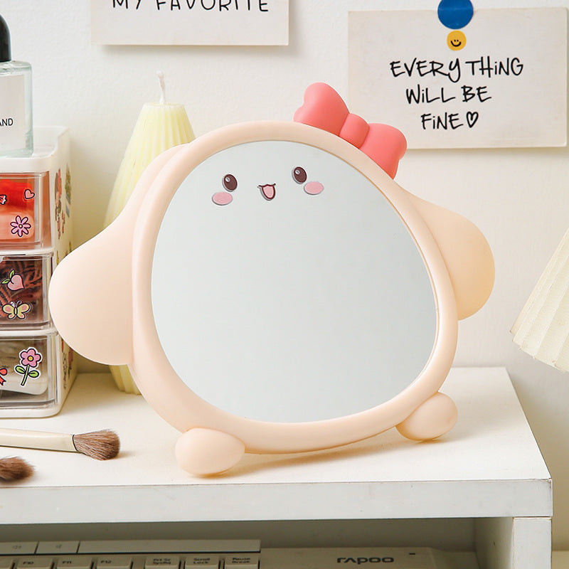 Desktop plastic desktop foldablefor home milk cute bows portable storage makeup mirror beauty mirror home mirror