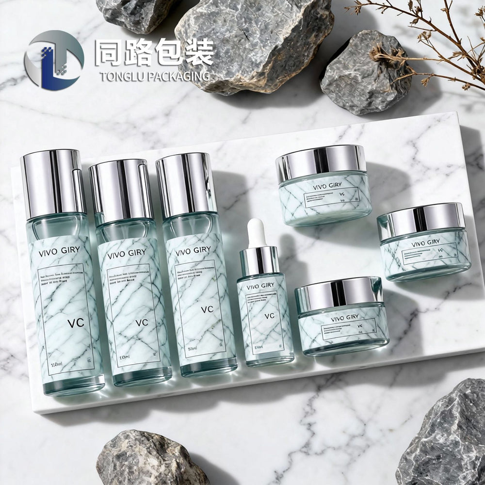 Customized high-end cosmetic glass bottles, 40ml lotion bottles, glass set bottles, spray essence bottles, cream jars