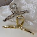 Metal cross hair clip classy cross wavy style elegant gripper shark clip back of head hair bun classy hair accessories