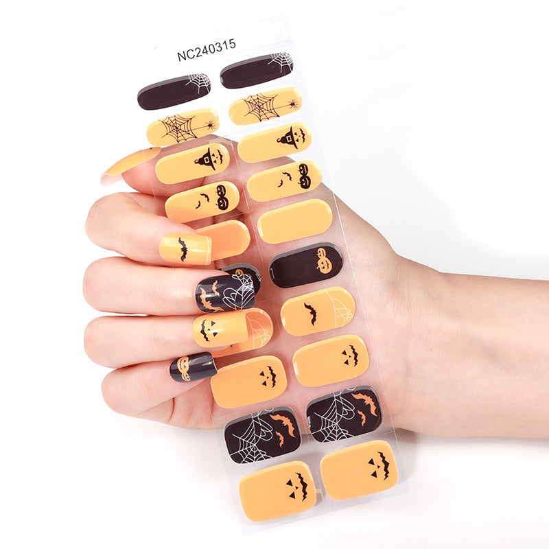 Zhengxiang custom gel nail art stickers - halloween, cross-border, us & european style, uv light semi-cured nail stickers, hot stamping wholesale